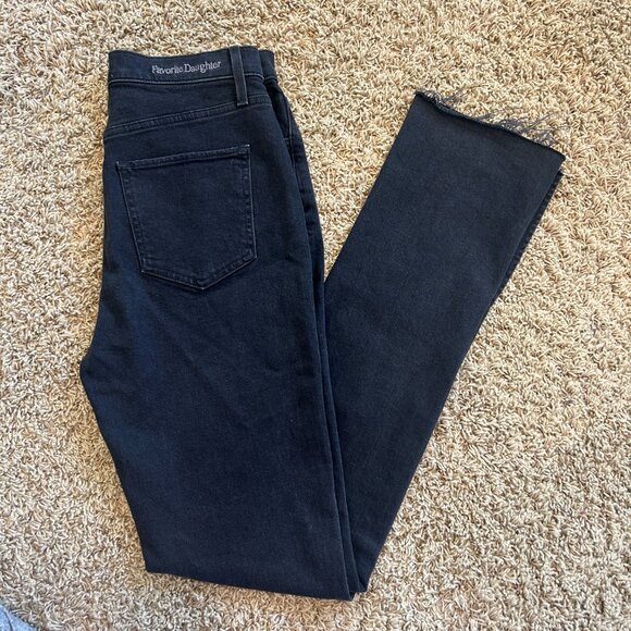 FAVORITE DAUGHTER Valentina Super High Rise Tower Jeans in Black Women's Size 29 - Picture 6 of 13